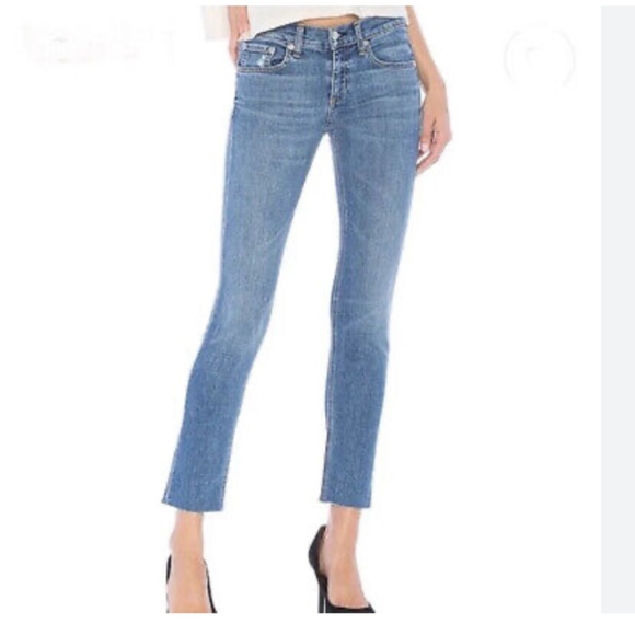 RAG & BONE DRE Capri Deville Women's Jeans Raw Hem Stretch Low Risen Size 25 - Picture 1 of 16
